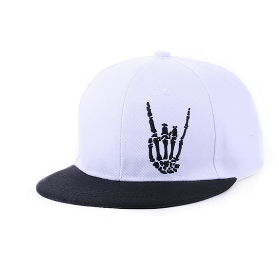 Snapback Hats for Men Funny Rocking Skeleton Fingers Adjustable Flat Bill Trucker Skull Hat