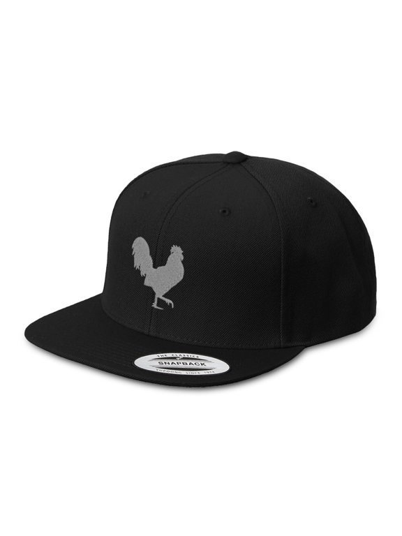 Snapback Hats for Men & Women Grey Rooster in A Poultry Embroidery Acrylic Flat Bill Baseball Cap Black Design Only