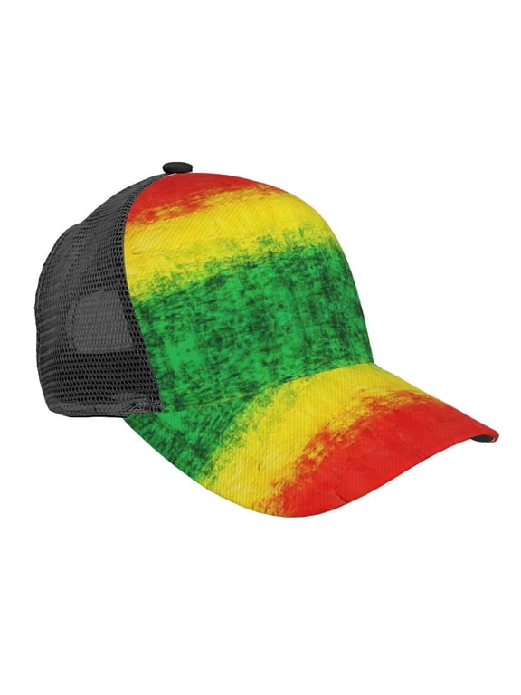 Snapback Trucker Hat Rastafarian Grunge Breathable Mesh Baseball Cap