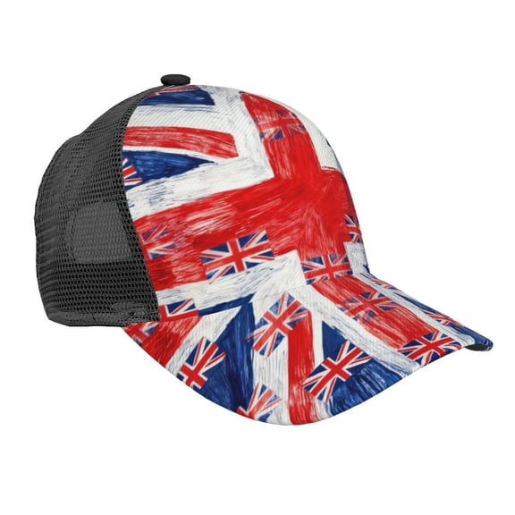 Snapback Trucker Hat Uk Flag Union Jack Breathable Mesh Baseball Cap