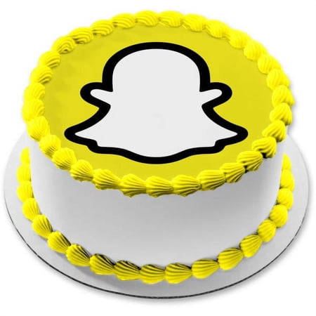 Snapchat Logo Edible Cake Topper Image ABPID51775 8 in Round