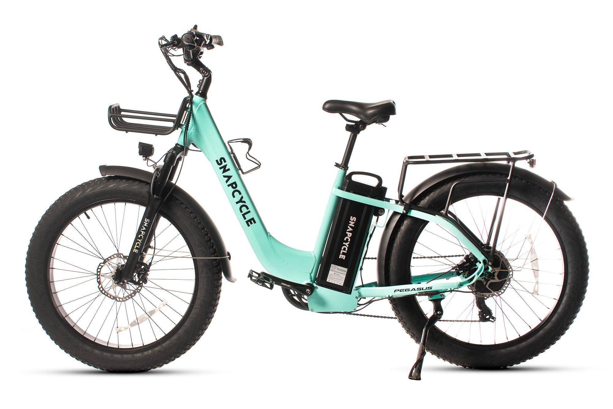 Snapcycle Pegausus Electric Bike for Adults, 750W Peak Motor, 28MPH with 26" x 4.0 Fat Tire Step-Thru Ebike, 48V 15AH Removable Battery, Blue