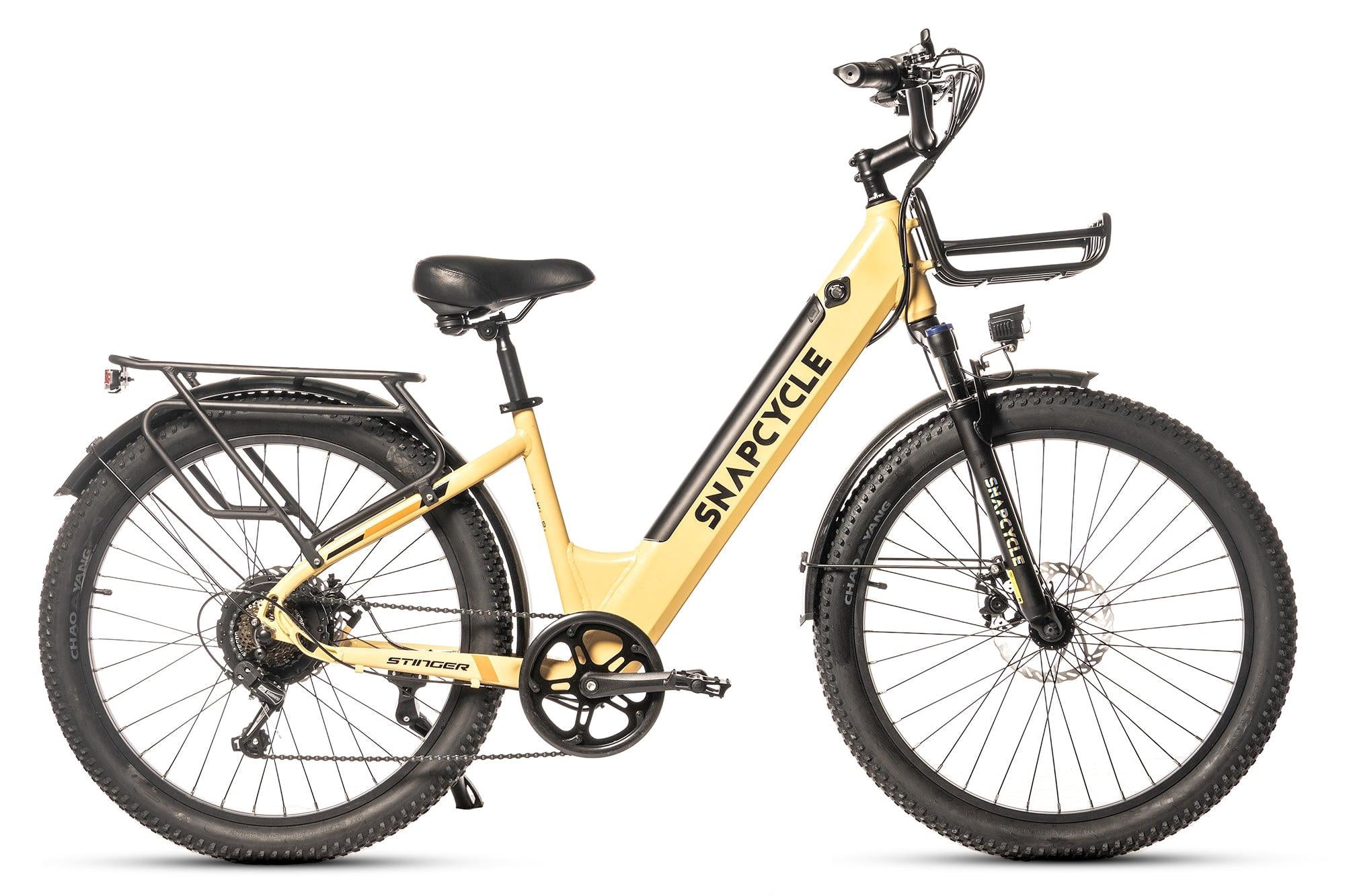Snapcycle Stinger Electric Bike for Adults, 28 MPH, Peak 750W Brushless Motor, 13Ah Removable Li-ion Battery, Yellow