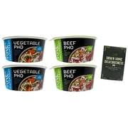 Snapdragon Bowl Instant Noodles Asian Soup 2 Flavors (2) each: Vegetable Pho, Beef Pho (2.1 Ounces) + MerlinsMart Zine