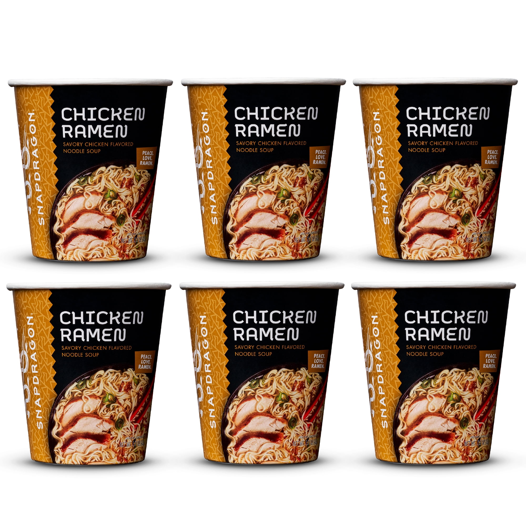 Snapdragon Chicken Ramen Savory Japanese-Inspired Instant Noodle Soup and Broth (2.2 oz Each, 6 Count), Shelf-Stable, Cups