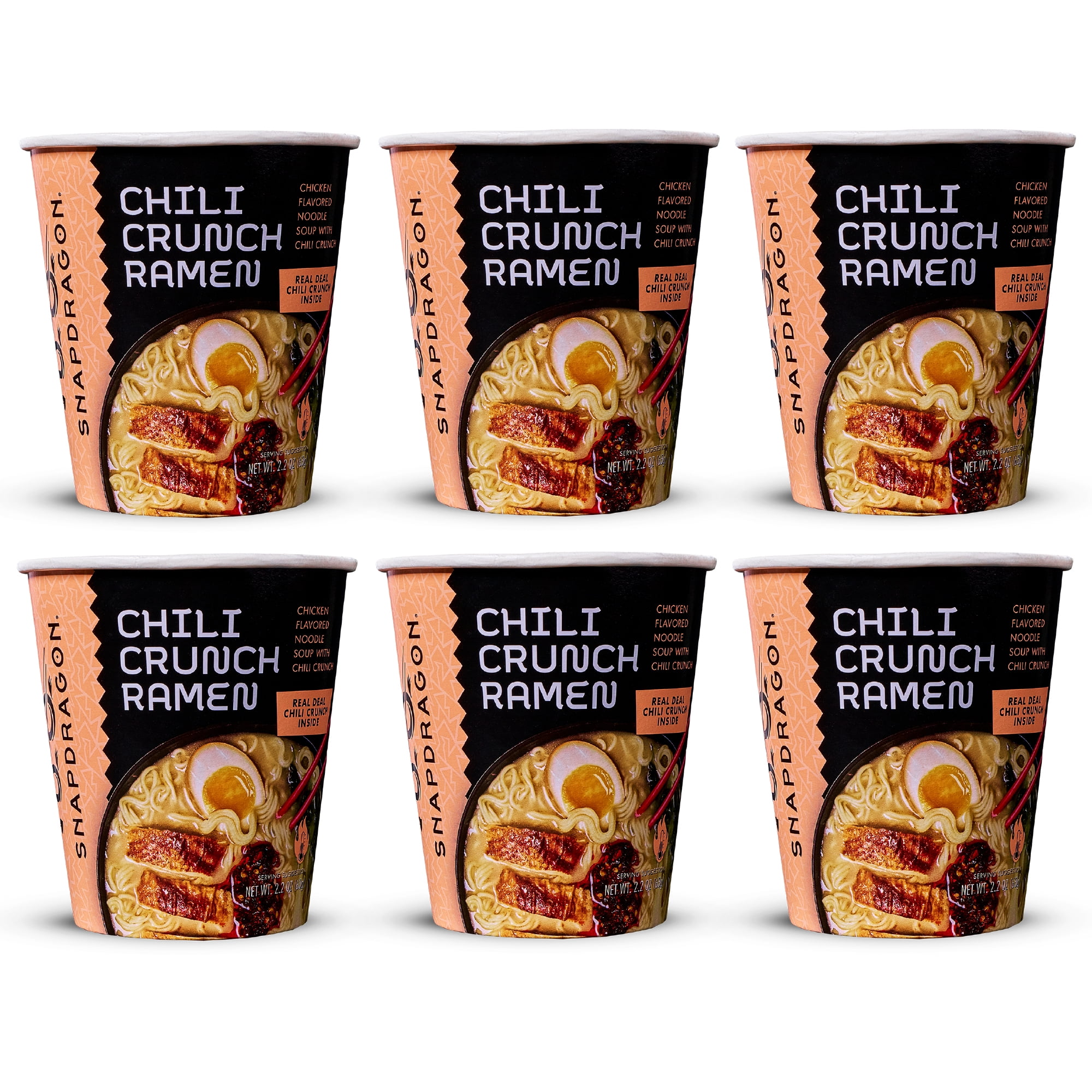 Snapdragon Chili Crunch Ramen Spicy Japanese-Inspired Instant Noodle Soup and Broth (2.2 oz Each, 6 Count), Shelf-Stable, Cups