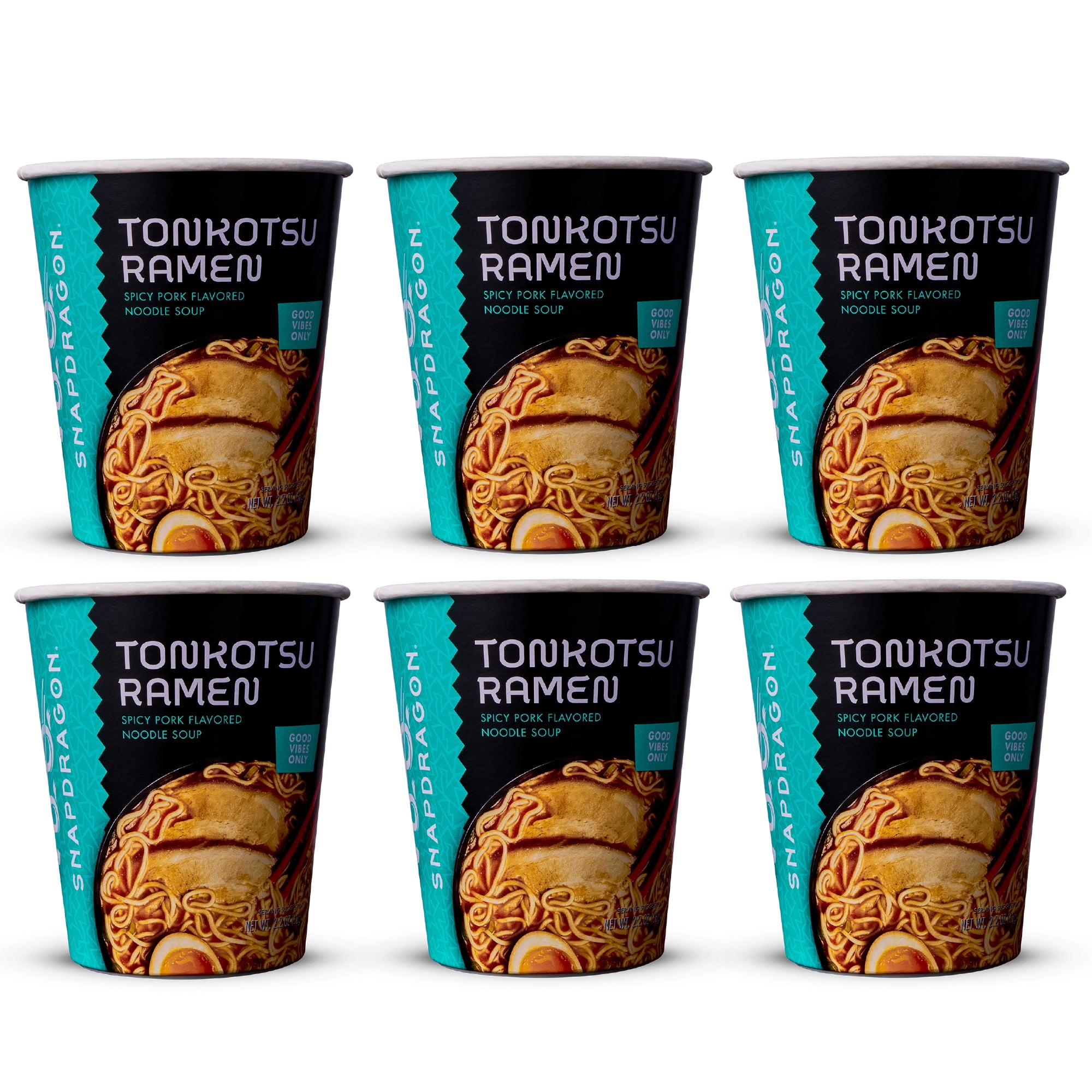 Snapdragon Tonkotsu Ramen Savory Japanese-Inspired Instant Noodle Soup and Broth (2.2 oz Each, 6 Count), Shelf-Stable, Cups