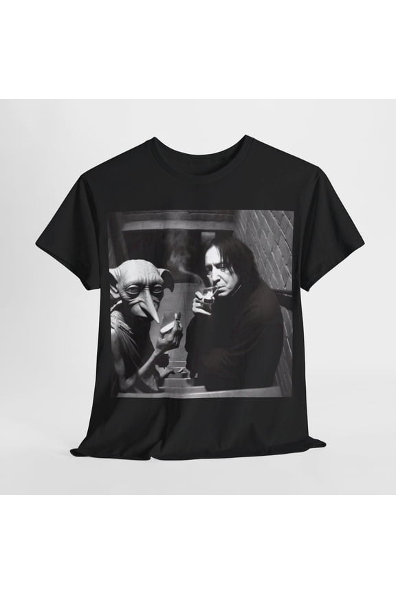 Snape and Dobby Harry Potter Party Meme Unisex T-Shirt, Black Color, Size L