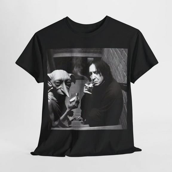 Snape and Dobby Harry Potter Party Meme Unisex T-Shirt, Black Color, Size M