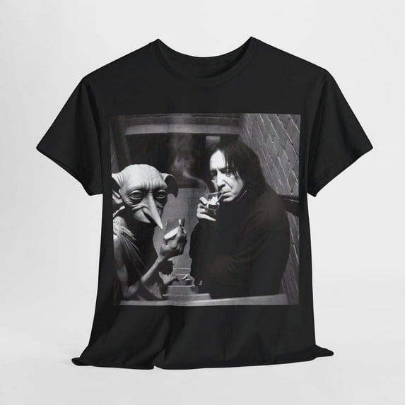 Snape and Dobby Harry Potter Party Meme Unisex T-Shirt, Black Color, Size S