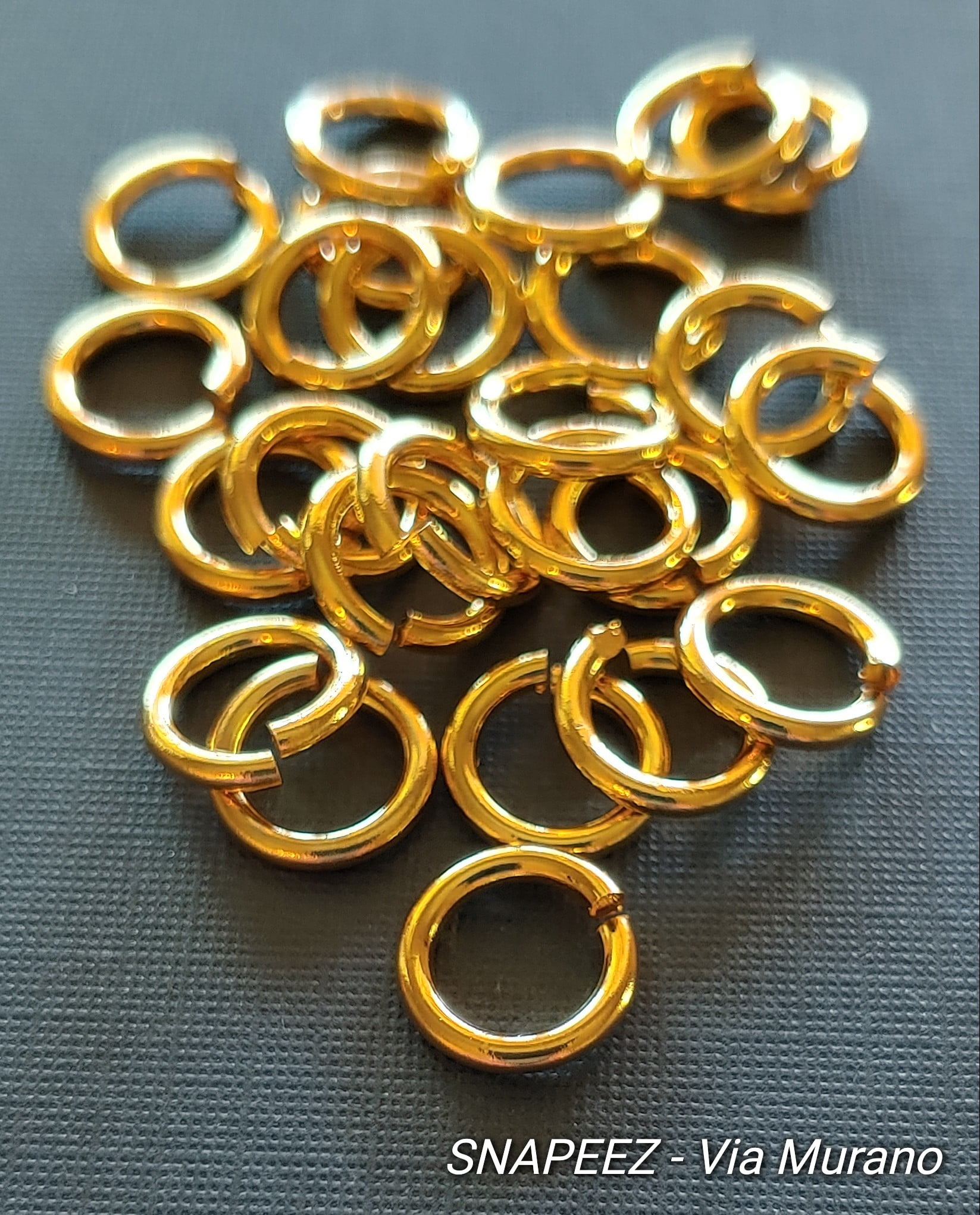 Snapeez II ULTRAPLATE 24 Kt. Gold Hard Open Jump Ring 10mm Heavy Gauge (Pk 25). Made in USA.