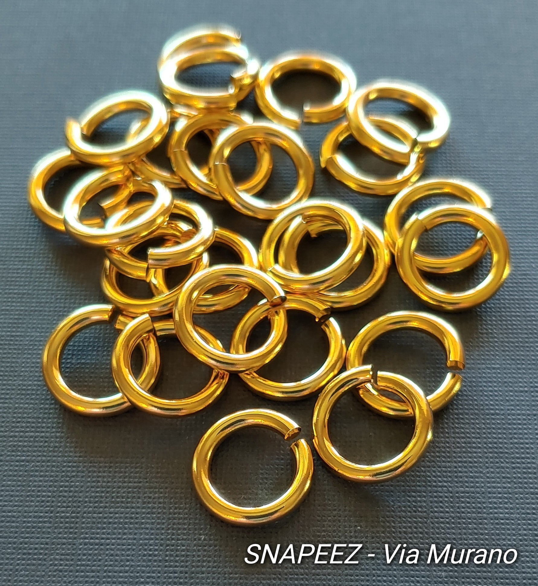 Snapeez II ULTRAPLATE 24 Kt. Gold Hard Open Jump Ring 12mm Heavy Gauge (Pk 25). Made in USA.