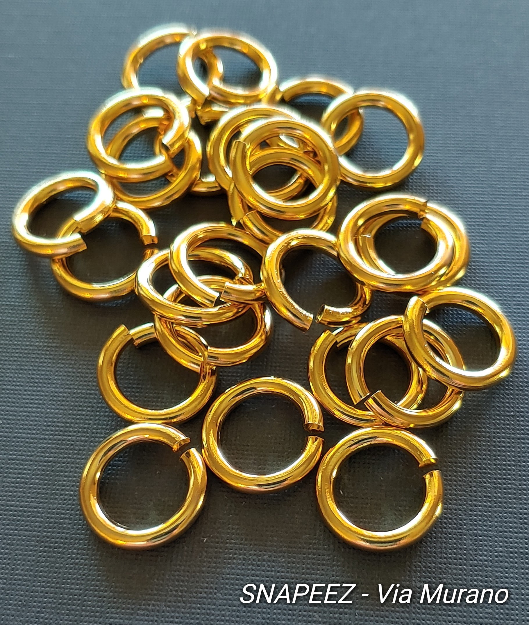 Snapeez II ULTRAPLATE 24 Kt. Gold Hard Open Jump Ring 14mm Heavy Gauge (Pk 25). Made in USA.