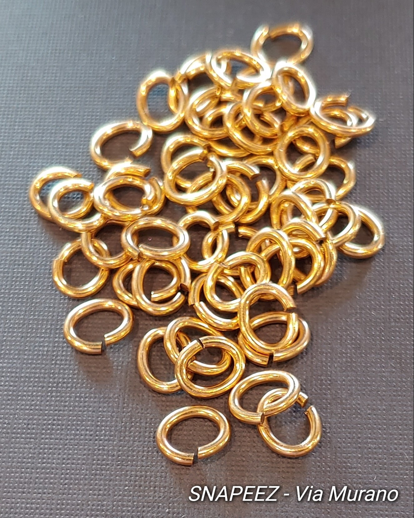 Snapeez II ULTRAPLATE 24 kt. Pure Antique Russian Gold Plate Oval Ring Hard Open Jump Ring 8x6mm Heavy Gauge (Pk 50) Jump Rings. The Ultra Secure No Solder Jump Ring. Made in USA.