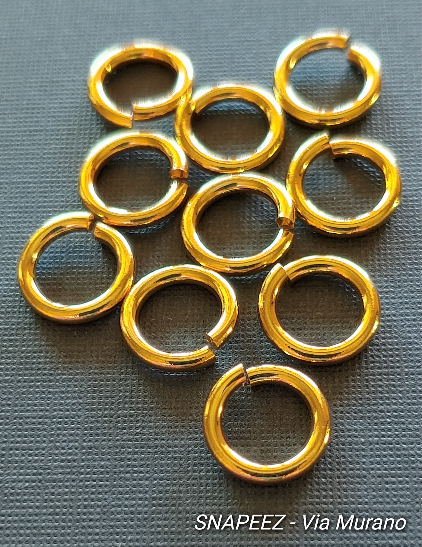 Snapeez II ULTRAPLATE 24 kt. Pure Gold Plate Ring Hard Open Jump Ring 14mm Heavy Gauge (Pk 10) Jump Rings. The Ultra Secure No Solder Jump Ring. Made in USA.