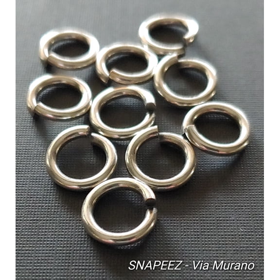Snapeez II ULTRAPLATE 99.9% Pure Antique Silver Moonlight Plate Ring Hard Open Jump Ring 12mm Heavy Gauge (Pk 10) Jump Rings. The Ultra Secure No Solder Jump Ring. Made in USA.