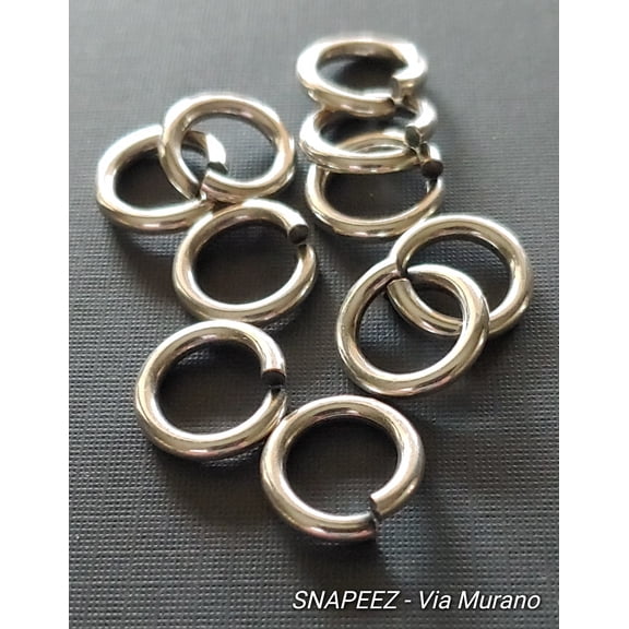 Snapeez II ULTRAPLATE 99.9% Pure Antique Silver Moonlight Plate Ring Hard Open Jump Ring 14mm Heavy Gauge (Pk 10) Jump Rings. The Ultra Secure No Solder Jump Ring. Made in USA.