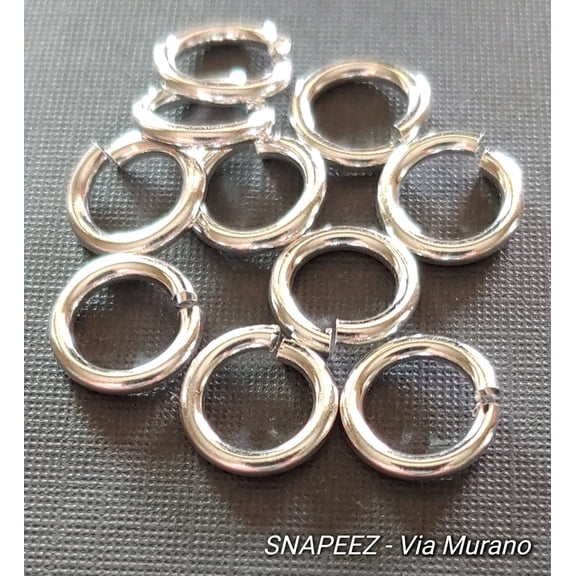 Snapeez II ULTRAPLATE 99.9% Pure Silver Plate Ring Hard Open Jump Ring 14mm Heavy Gauge (Pk 10) Jump Rings. The Ultra Secure No Solder Jump Ring. Made in USA.