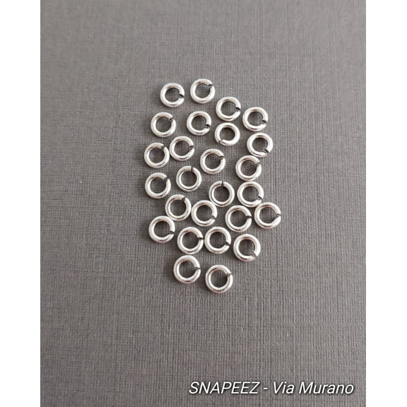 Snapeez II ULTRAPLATE 99.9% pure antique silver Moonlight Plate Ring Hard Open Jump Ring 5mm Heavy Gauge (Pk 25) Jump Rings. The Ultra Secure No Solder Jump Ring. Made in USA.
