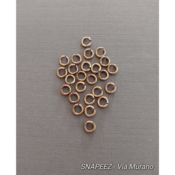 Snapeez II ULTRAPLATE Antique Brass Plate Ring Hard Open Jump Ring 5mm Heavy Gauge (Pk 25) Jump Rings. The Ultra Secure No Solder Jump Ring. Made in USA.