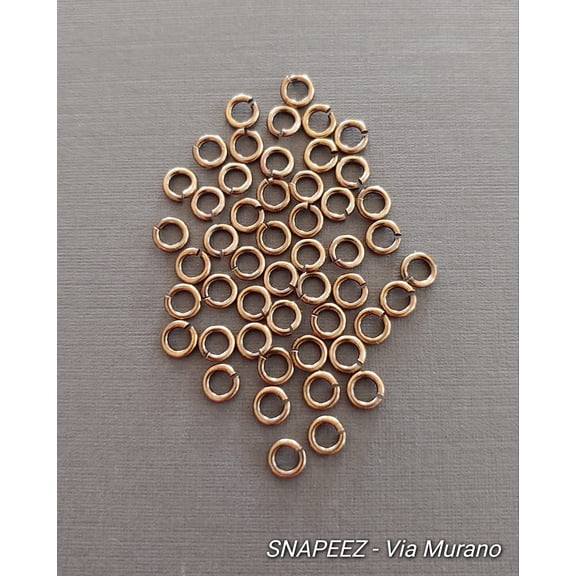 Snapeez II ULTRAPLATE Antique Brass Plate Ring Hard Open Jump Ring 7mm Heavy Gauge (Pk 50) Jump Rings. The Ultra Secure No Solder Jump Ring. Made in USA.