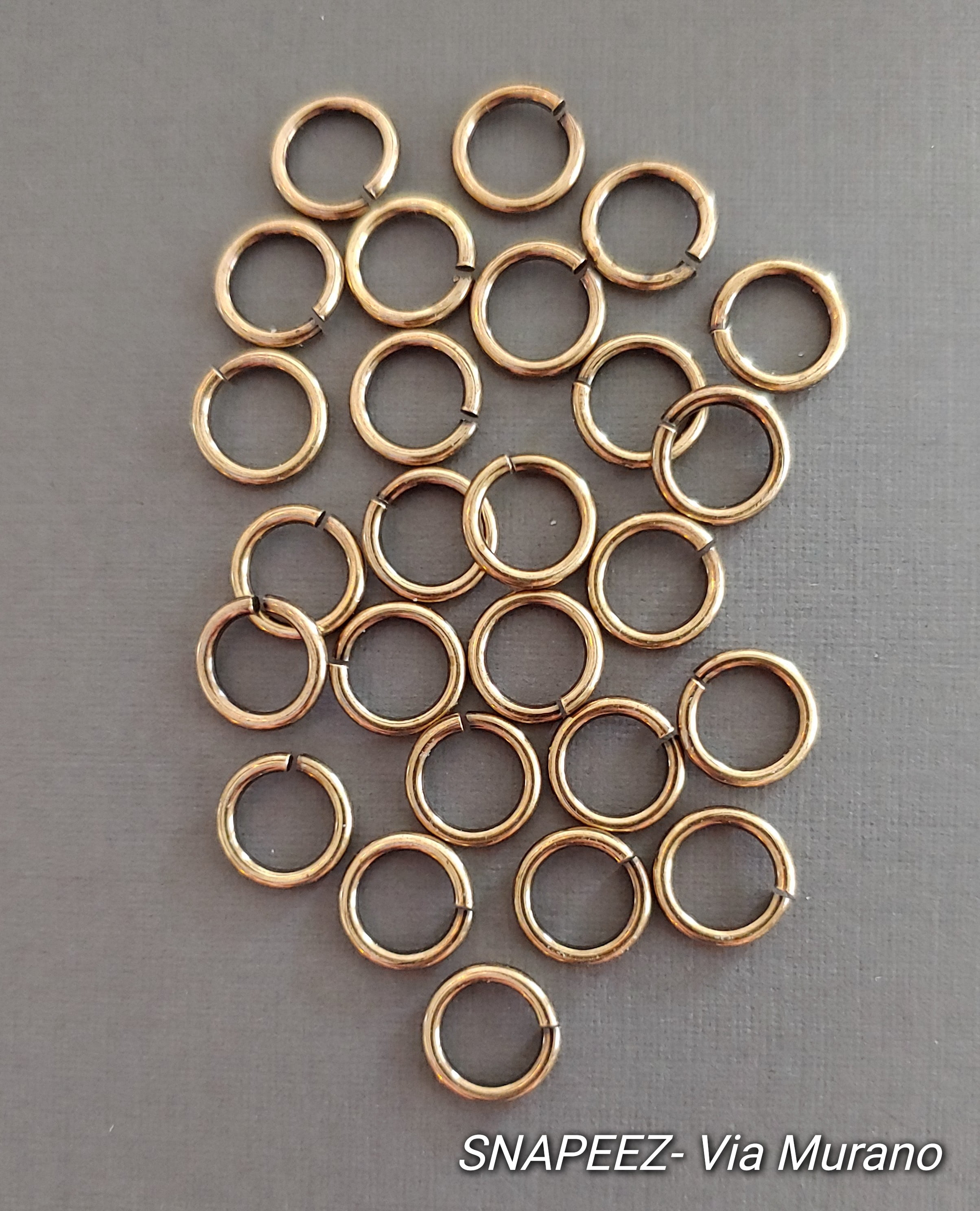 Snapeez II ULTRAPLATE Antique Brass Plate Ring Hard Open Jump Ring 9mm Heavy Gauge (Pk 25) Jump Rings. The Ultra Secure No Solder Jump Ring. Made in USA.
