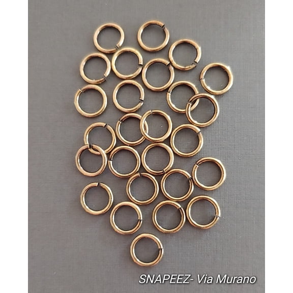 Snapeez II ULTRAPLATE Antique Brass Plate Ring Hard Open Jump Ring 9mm Heavy Gauge (Pk 25) Jump Rings. The Ultra Secure No Solder Jump Ring. Made in USA.