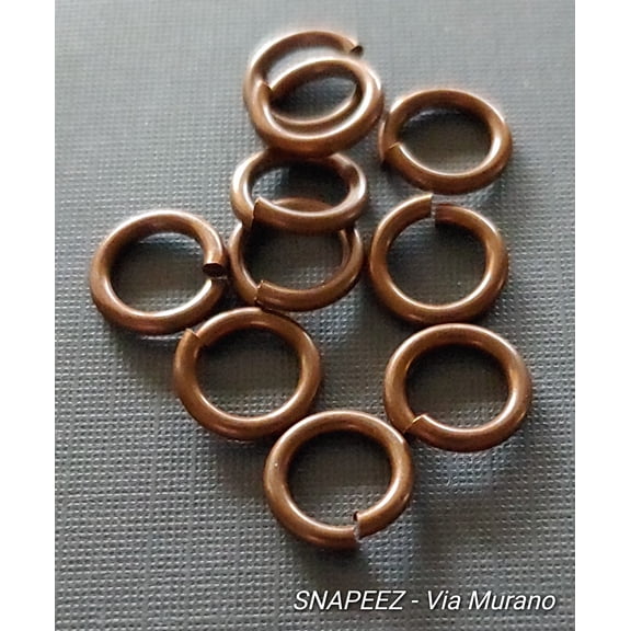 Snapeez II ULTRAPLATE Antique Bronze Chocolate Plate Ring Hard Open Jump Ring 10mm Heavy Gauge (Pk 10) Jump Rings. The Ultra Secure No Solder Jump Ring. Made in USA.