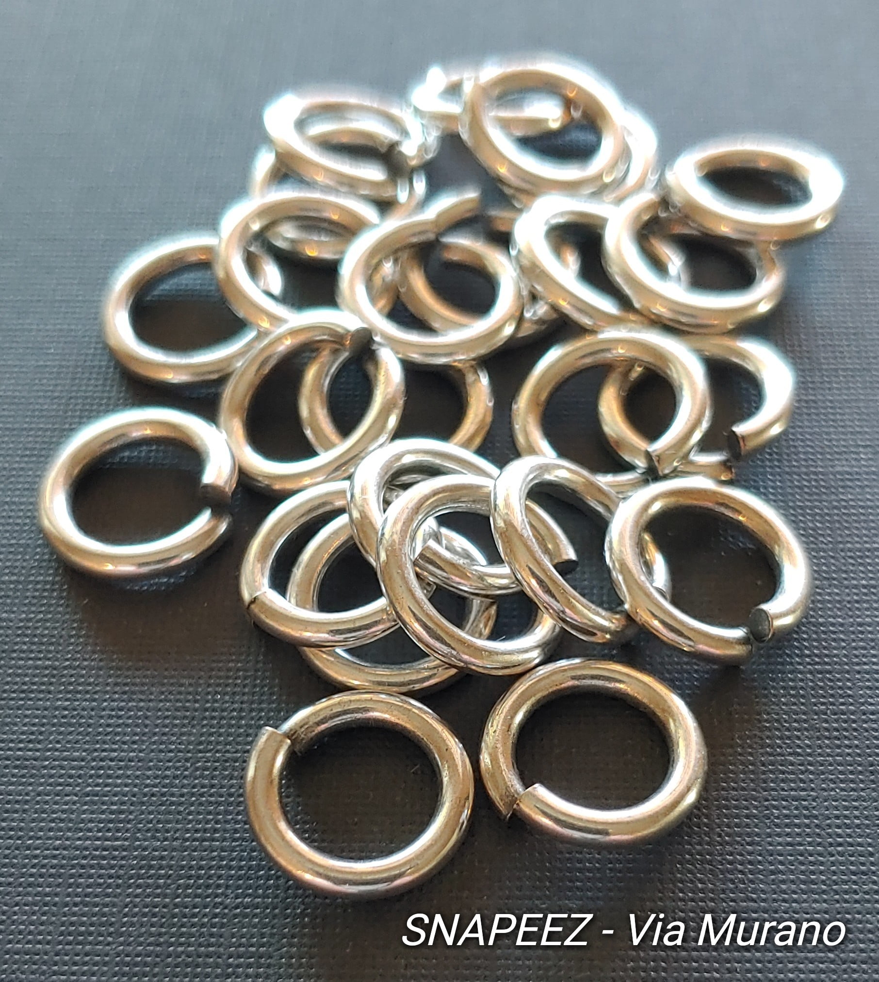 Snapeez II ULTRAPLATE Antique Silver Hard Open Jump Ring 12mm Heavy Gauge (Pk 25). Made in USA.