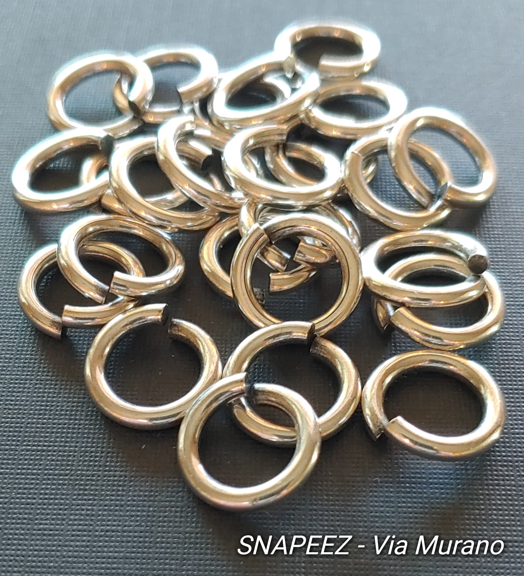 Snapeez II ULTRAPLATE Antique Silver Hard Open Jump Ring 14mm Heavy Gauge (Pk 25). Made in USA.