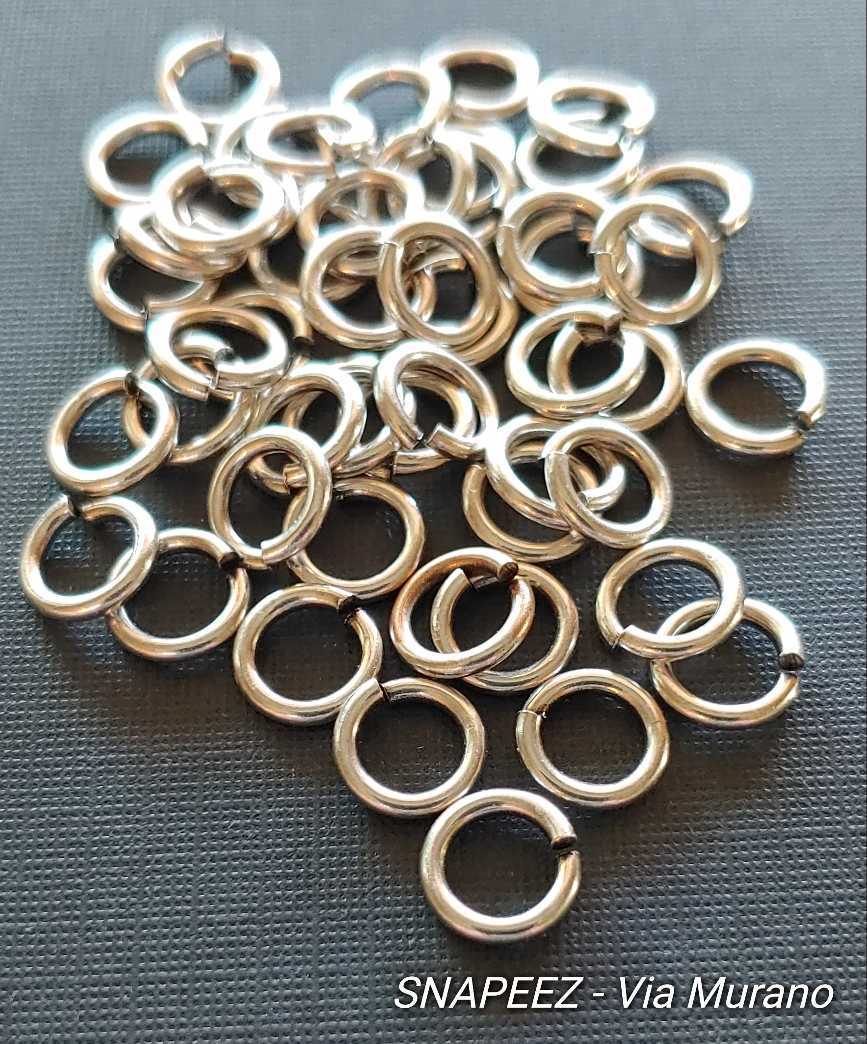 Snapeez II ULTRAPLATE Antique Silver Hard Open Jump Ring 8mm Heavy Gauge (Pk 50). Made in USA.