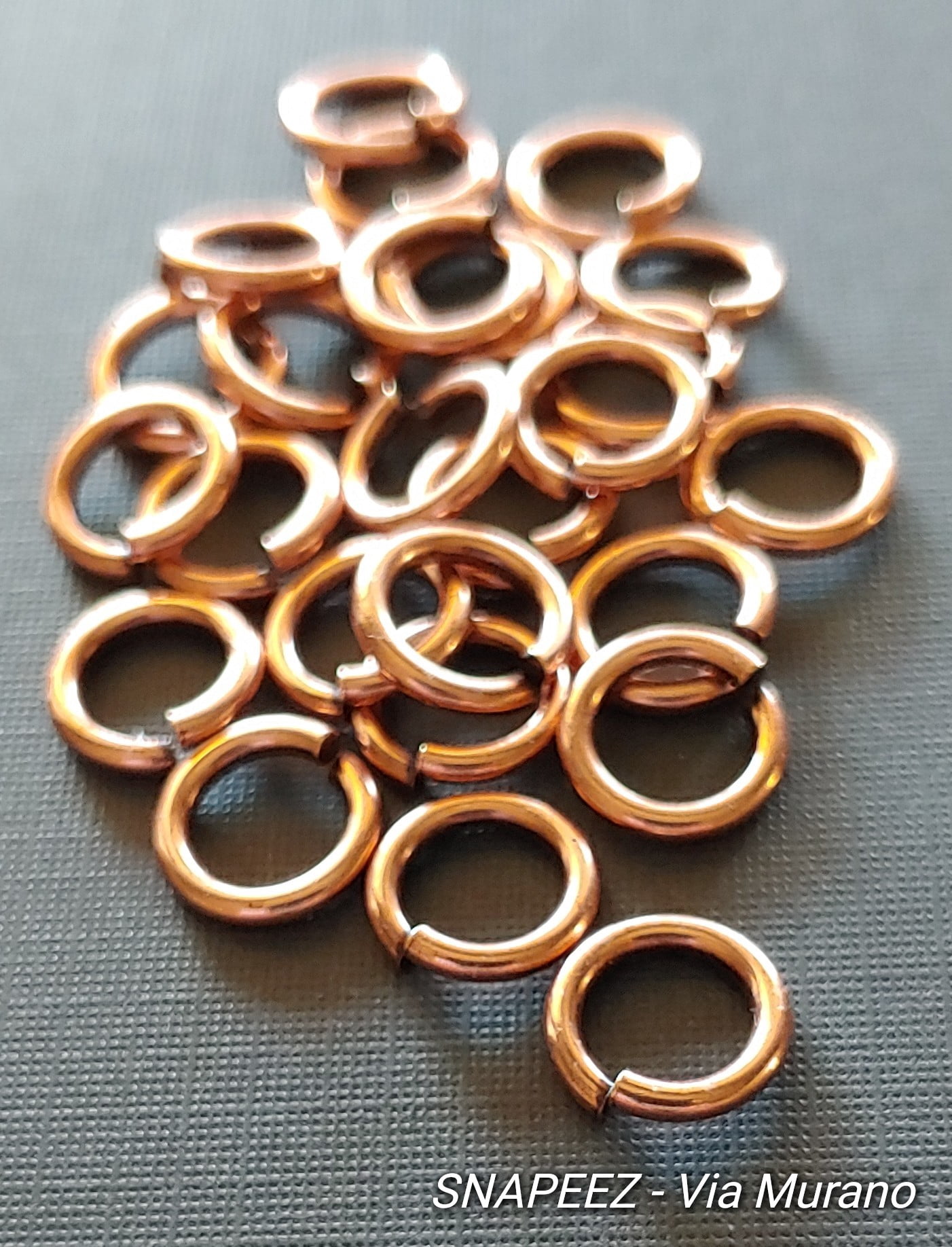 Snapeez II ULTRAPLATE Bella Flamed Copper Hard Open Jump Ring 10mm Heavy Gauge (Pk 25). Made in USA.