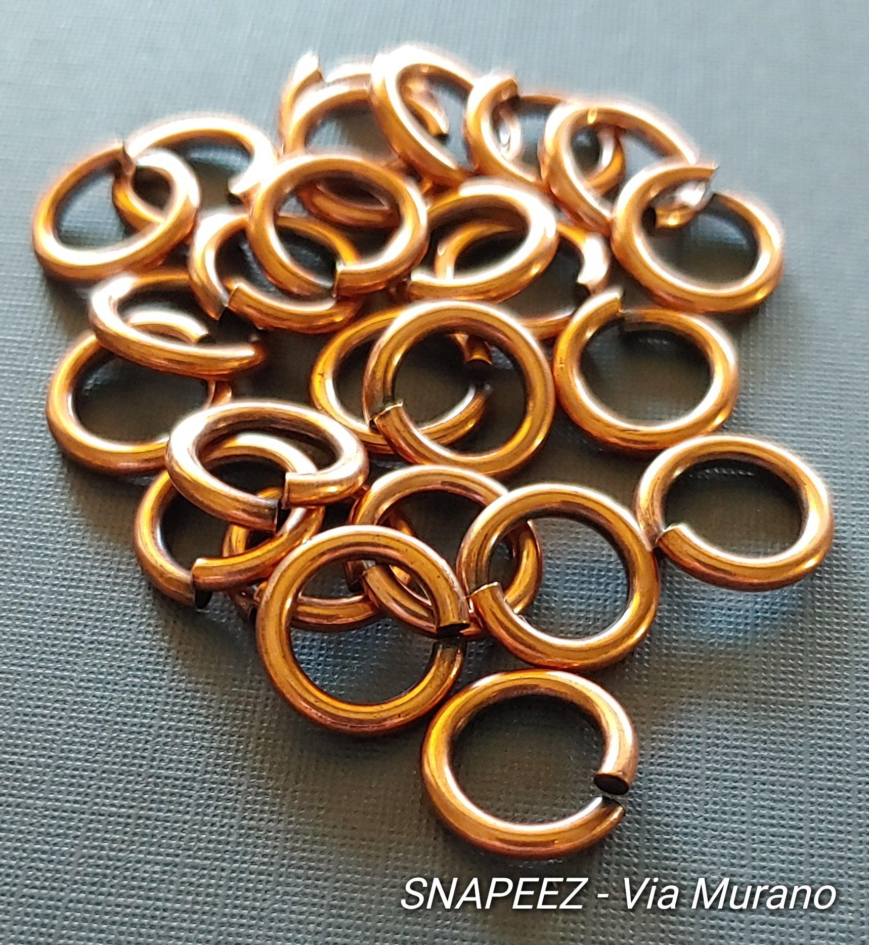 Snapeez II ULTRAPLATE Bella Flamed Copper Hard Open Jump Ring 12mm Heavy Gauge (Pk 25). Made in USA.