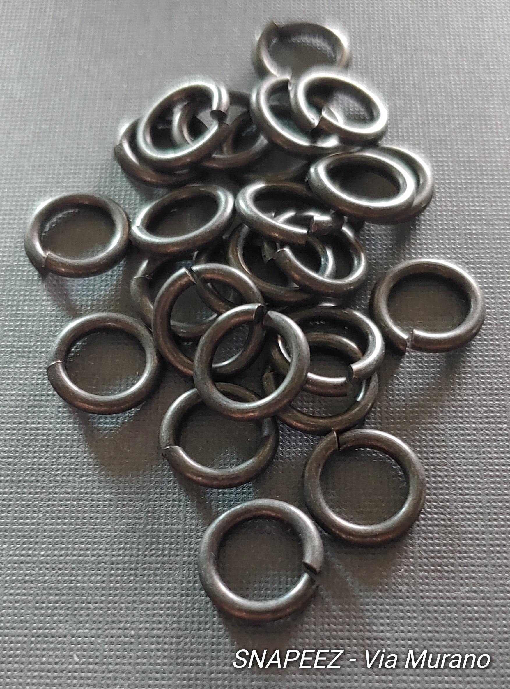 Snapeez II ULTRAPLATE Black Velvet Matte Hard Open Jump Ring 10mm Heavy Gauge (Pk 25). Made in USA.