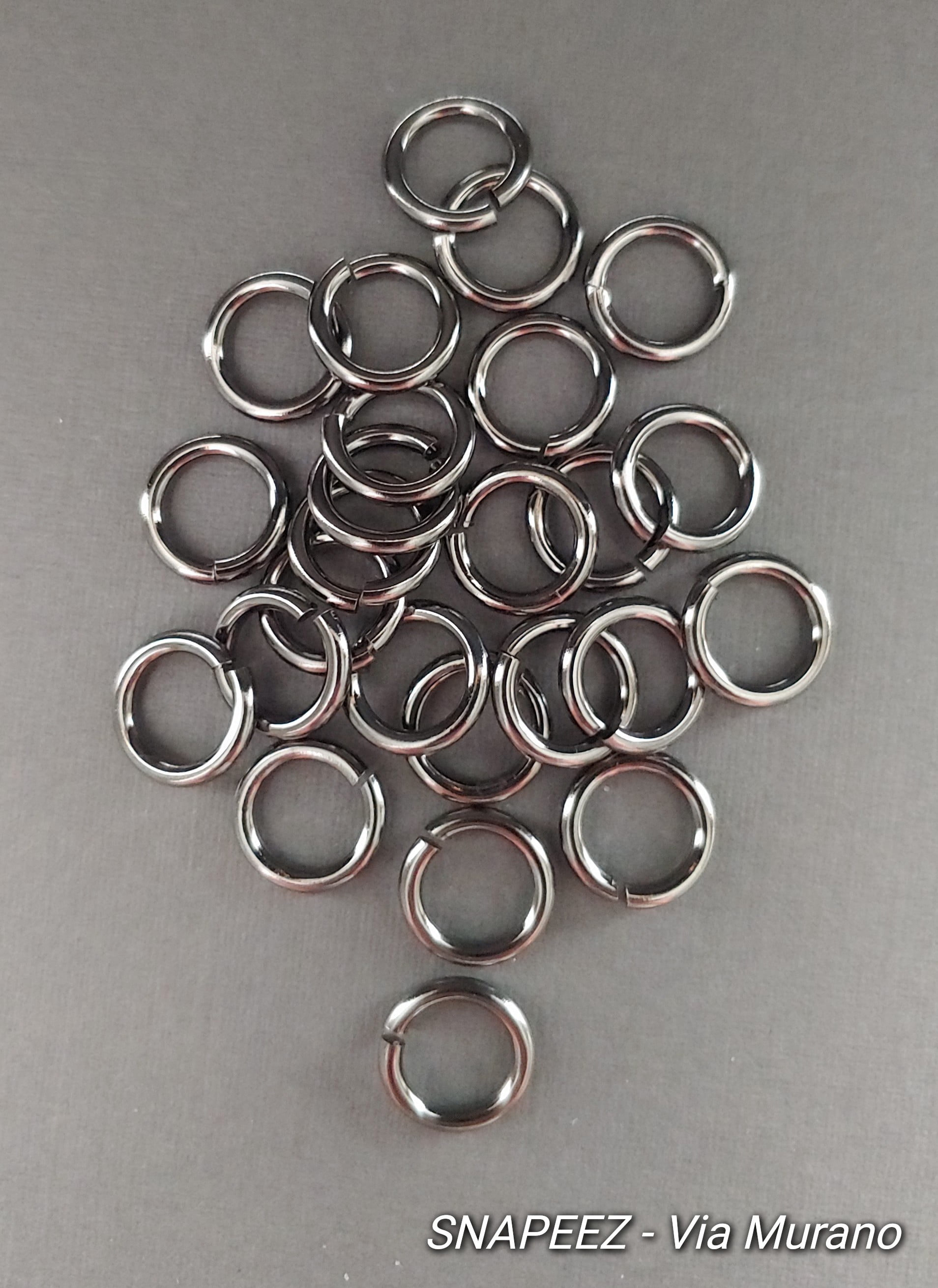 Snapeez II ULTRAPLATE Blackjack Black Nickel Hard Open Jump Ring 10mm Heavy Gauge (Pk 25). Made in USA.