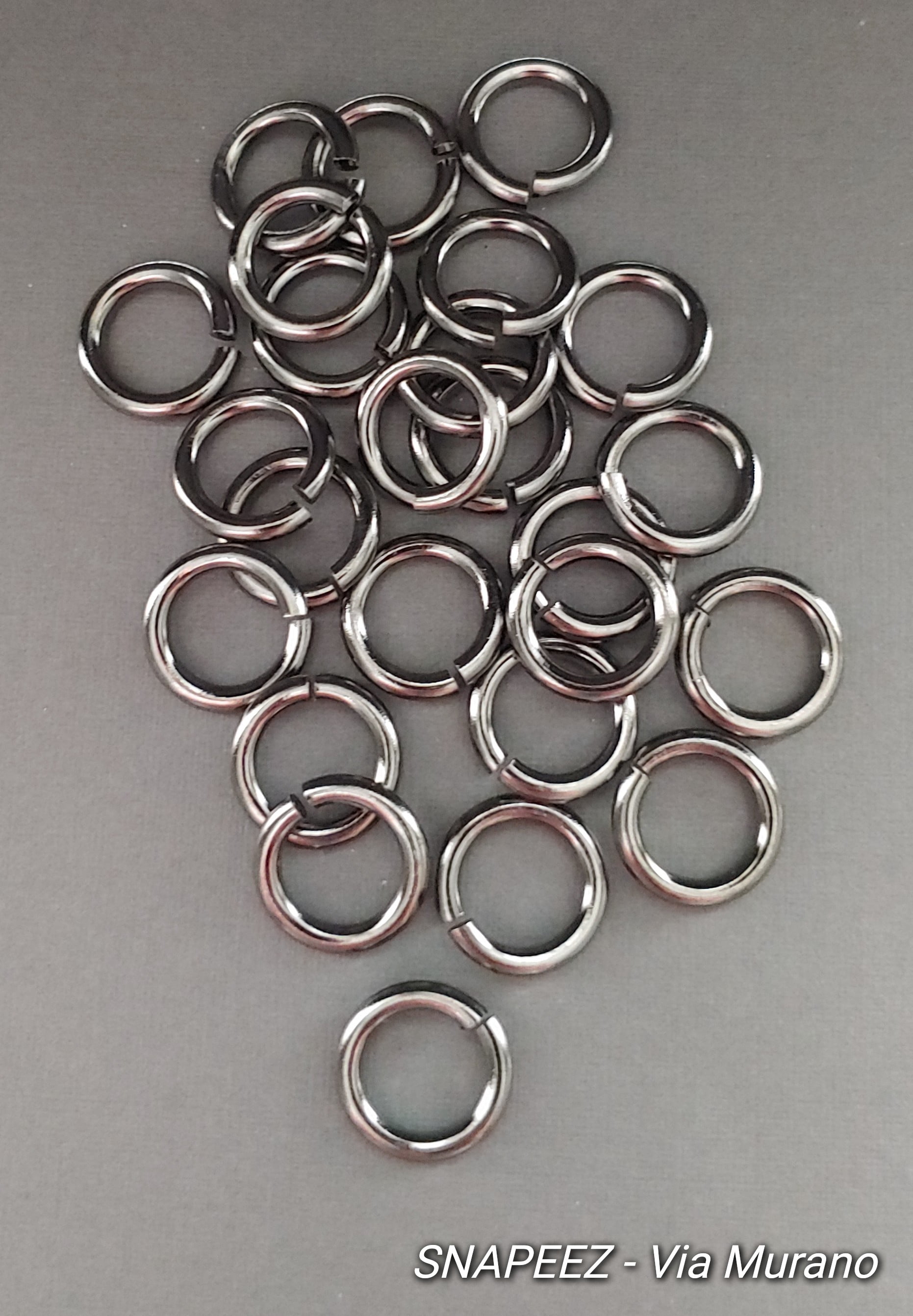 Snapeez II ULTRAPLATE Blackjack Black Nickel Hard Open Jump Ring 14mm Heavy Gauge (Pk 25). Made in USA.