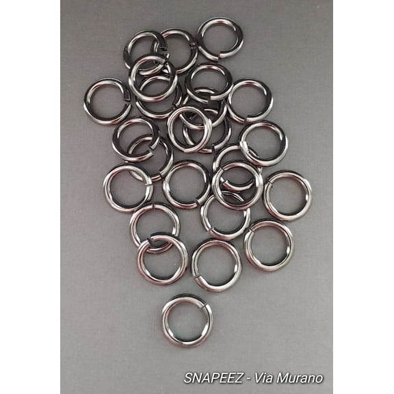 Snapeez II ULTRAPLATE Blackjack Black Nickel Hard Open Jump Ring 14mm Heavy Gauge (Pk 25). Made in USA.