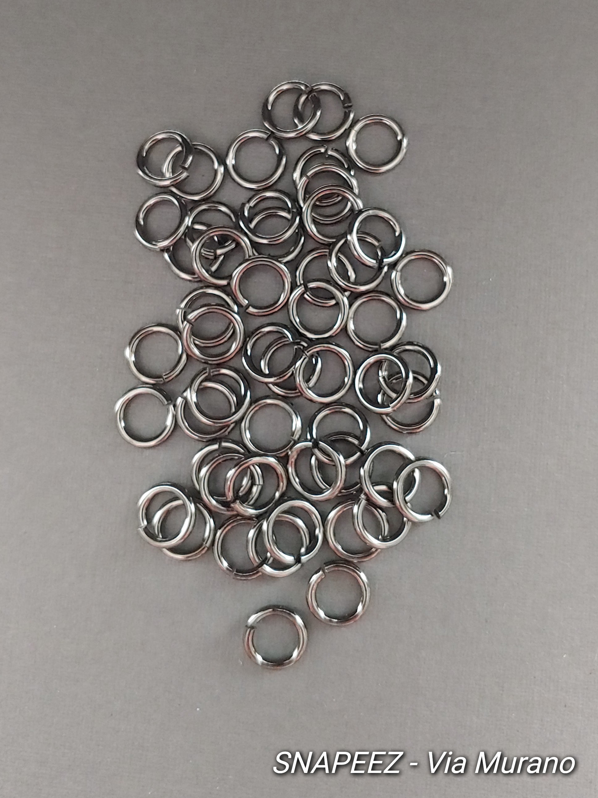 Snapeez II ULTRAPLATE Blackjack Black Nickel Hard Open Jump Ring 8mm Heavy Gauge (Pk 50). Made in USA.