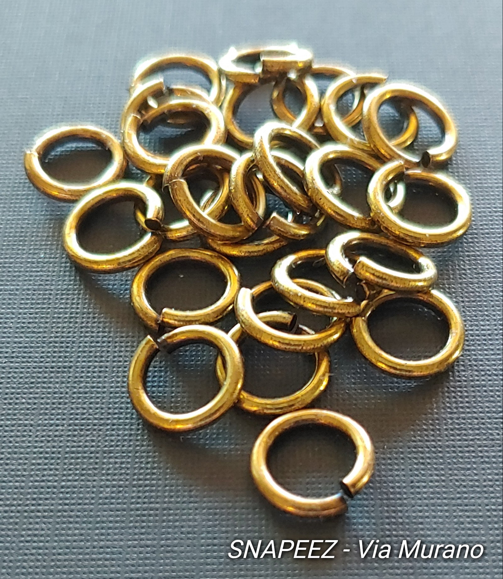 Snapeez II ULTRAPLATE Brasseria Hard Open Jump Ring 10mm Heavy Gauge (Pk 25). Made in USA.