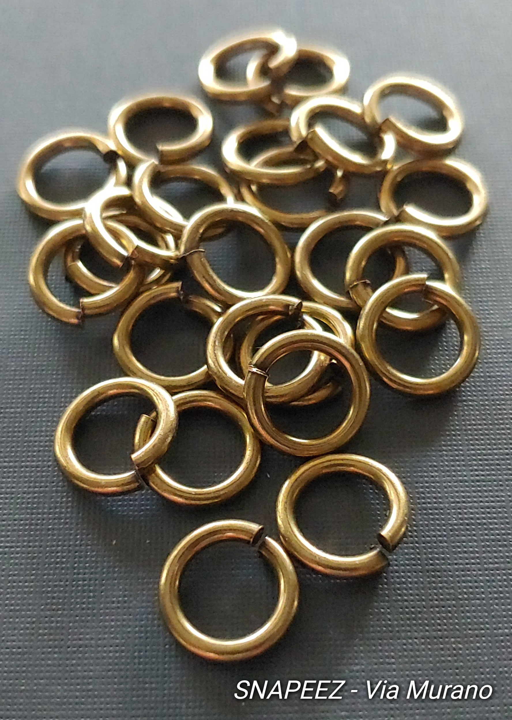 Snapeez II ULTRAPLATE Brasseria Hard Open Jump Ring 14mm Heavy Gauge (Pk 25). Made in USA.