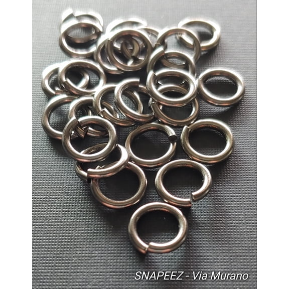 Snapeez II ULTRAPLATE Gray Velvet Matte Hard Open Jump Ring 10mm Heavy Gauge (Pk 25). Made in USA.