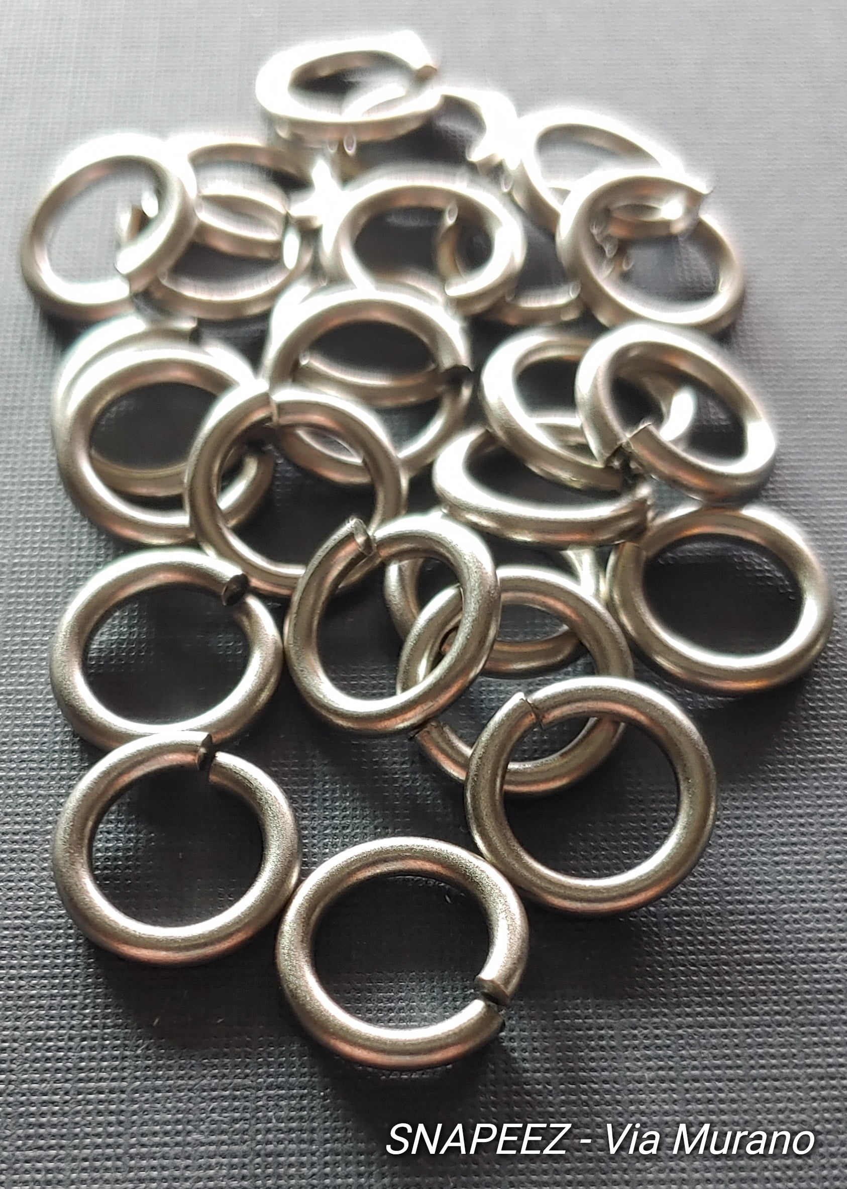 Snapeez II ULTRAPLATE Gray Velvet Matte Hard Open Jump Ring 12mm Heavy Gauge (Pk 25). Made in USA.