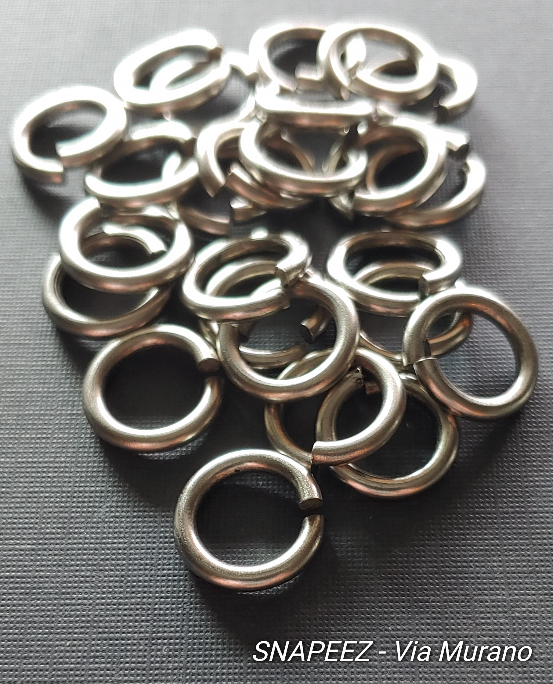 Snapeez II ULTRAPLATE Gray Velvet Matte Hard Open Jump Ring 14mm Heavy Gauge (Pk 25). Made in USA.