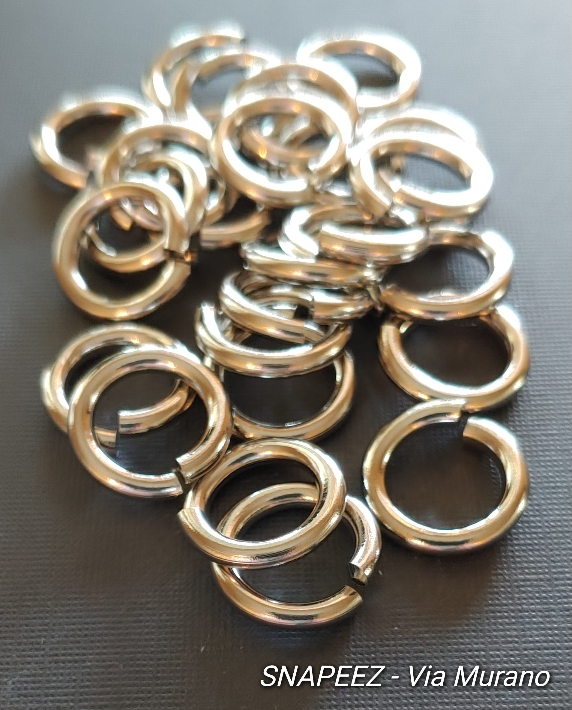Snapeez II ULTRAPLATE Imitation Rhodium Hard Open Jump Ring 14mm Heavy Gauge (Pk 25). Made in USA.