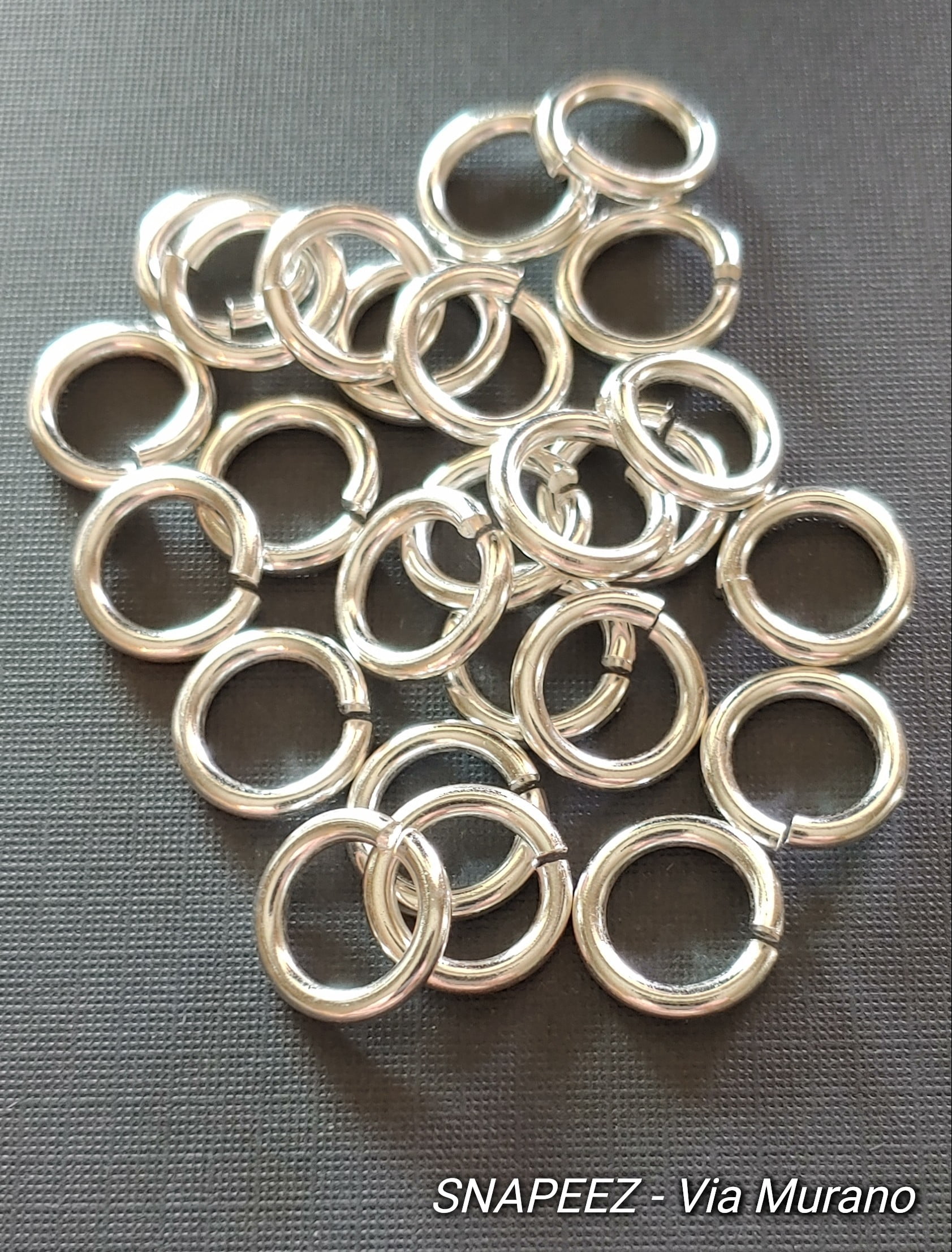 Snapeez II ULTRAPLATE Silver Hard Open Jump Ring 12mm Heavy Gauge (Pk 25). Made in USA.