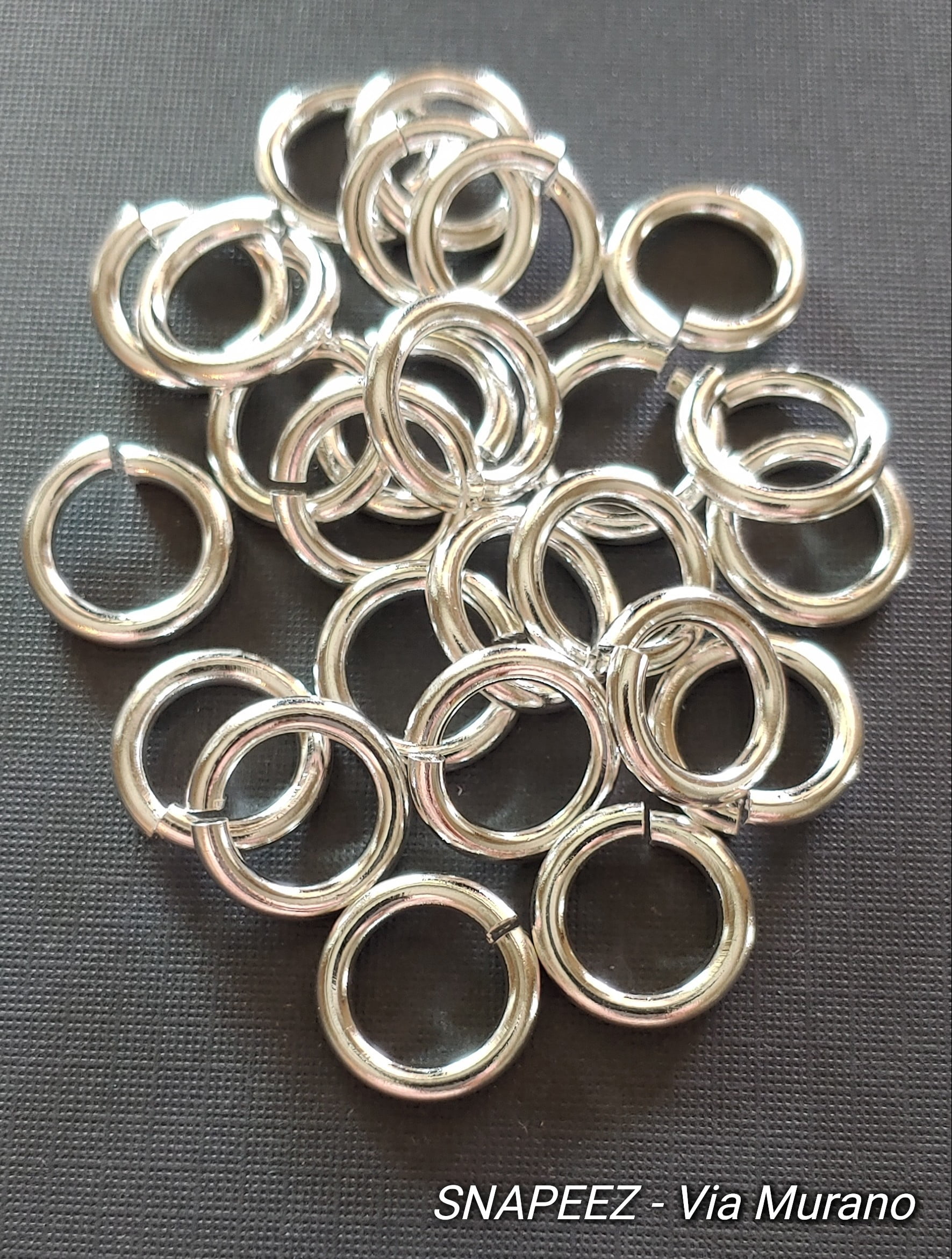 Snapeez II ULTRAPLATE Silver Hard Open Jump Ring 14mm Heavy Gauge (Pk 25). Made in USA.