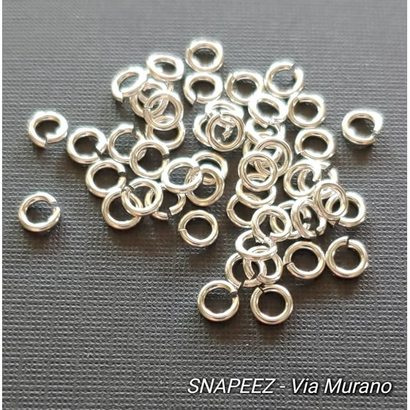 Snapeez II ULTRAPLATE Silver Hard Open Jump Ring 4mm Heavy Gauge (Pk 50). Made in USA.