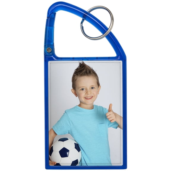 Snapins 2" x 2.875" Blue Carabiner Double Photo Keychains - Pack of 72
