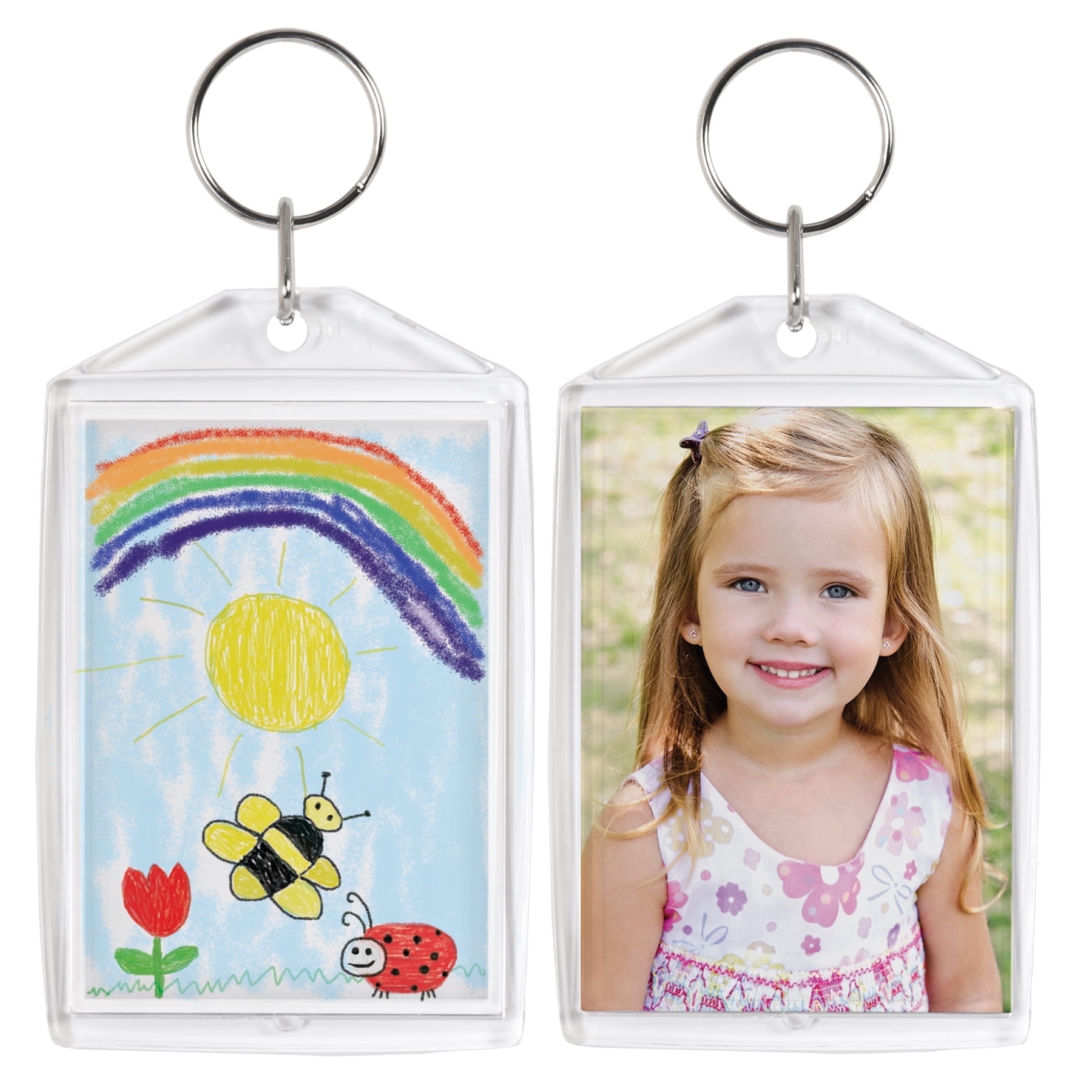 Snapins 2x2.875 Clear Acrylic Photo Snap Together Keychains - Pack of 25