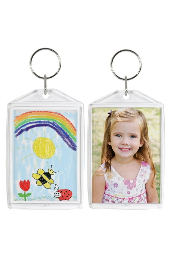 2x2.875 Clear Acrylic Photo Snap Together Keychains - Pack of 25